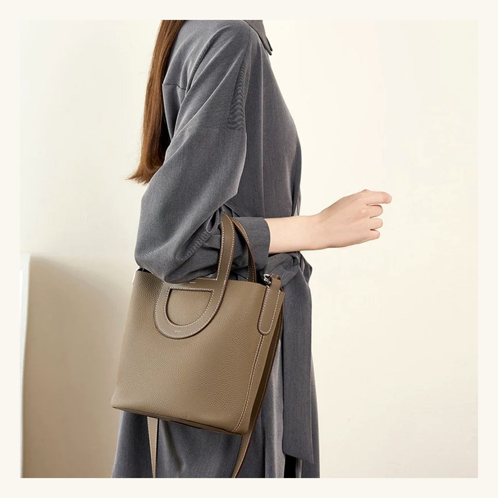 Sac panier Amazonite Pervenche Paris – cuir de vachette – photo 2