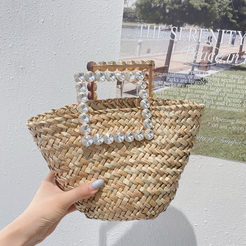Sac Kochab Pervenche Paris – paille et anse cristaux – photo 3