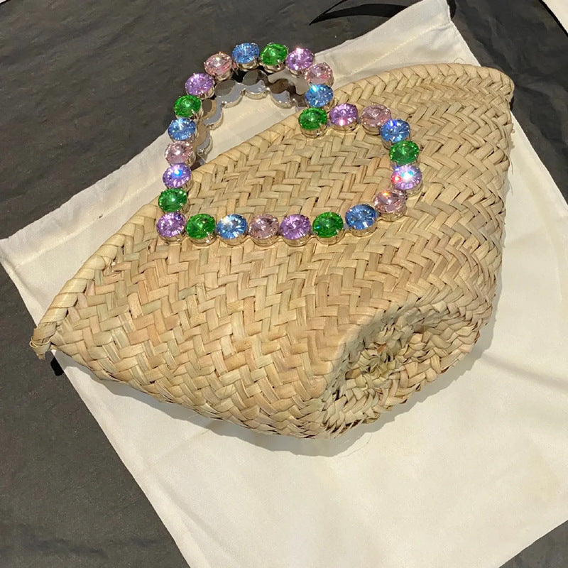 Sac Kochab Pervenche Paris – paille et anse cristaux – photo 2
