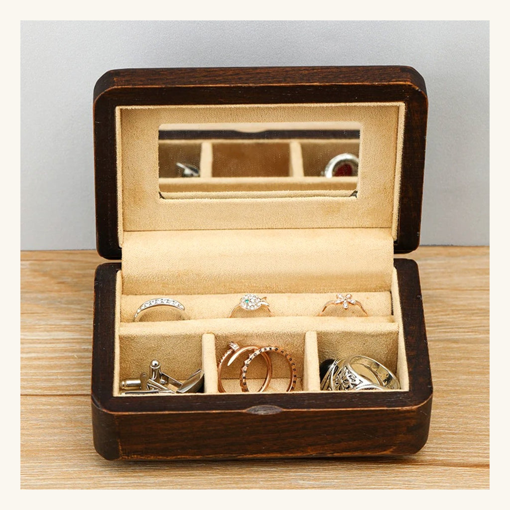 Boîte à bijoux Citrine Pervenche Paris – bois et miroir – photo 2