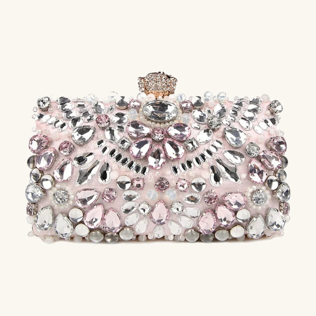 Pochette Elnath Pervenche Paris – soirée sertie de strass