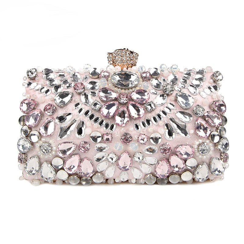 Pochette Elnath Pervenche Paris – soirée sertie de strass