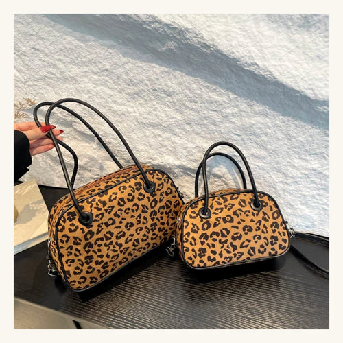 Sac Howlite Pervenche Paris – léopard velours