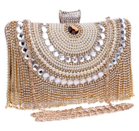 Pochette Achernar Pervenche Paris – strass et franges à chaîne – photo 7