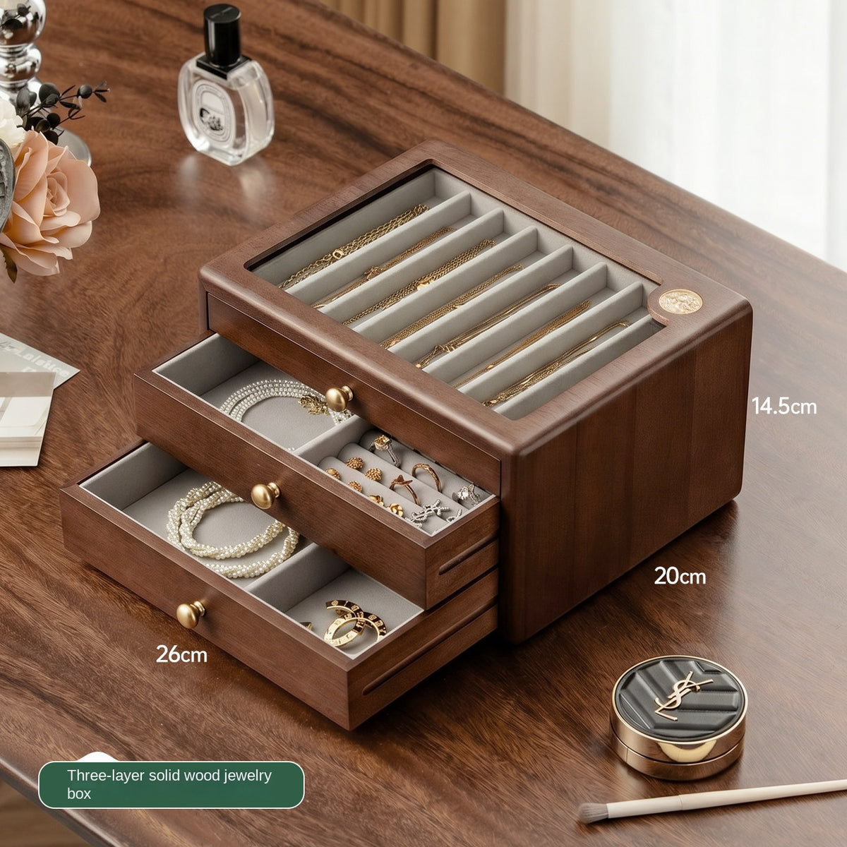 Coffret Benitoïte Pervenche Paris – bois massif à tiroirs