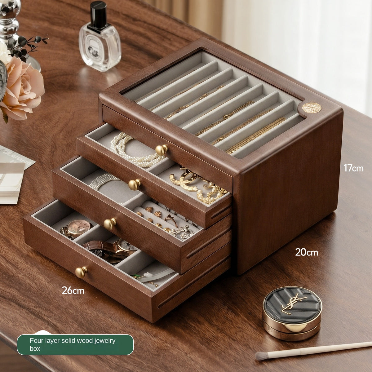 Coffret Benitoïte Pervenche Paris – bois massif à tiroirs