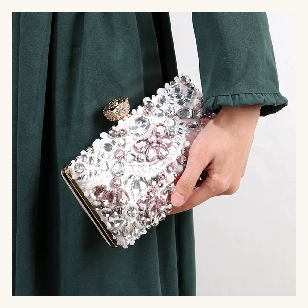 Pochette Elnath Pervenche Paris – soirée sertie de strass – photo 6
