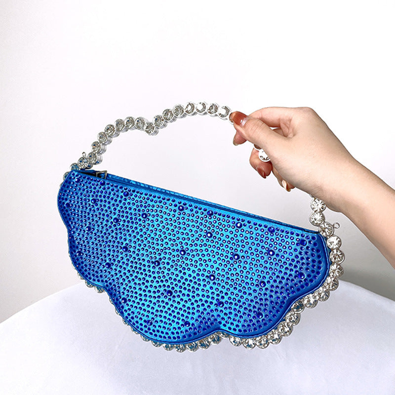 Sac du soir Iolite Pervenche Paris – bordure de strass – photo 4