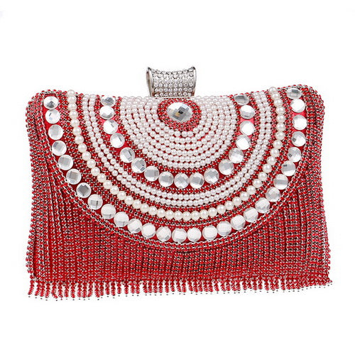 Pochette Achernar Pervenche Paris – strass et franges à chaîne – photo 11