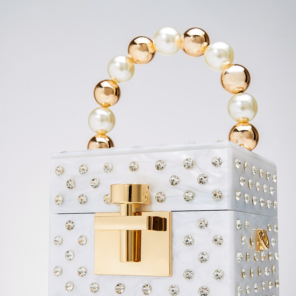 Minaudière Acrux Pervenche Paris – cristal à anse perlée – photo 5