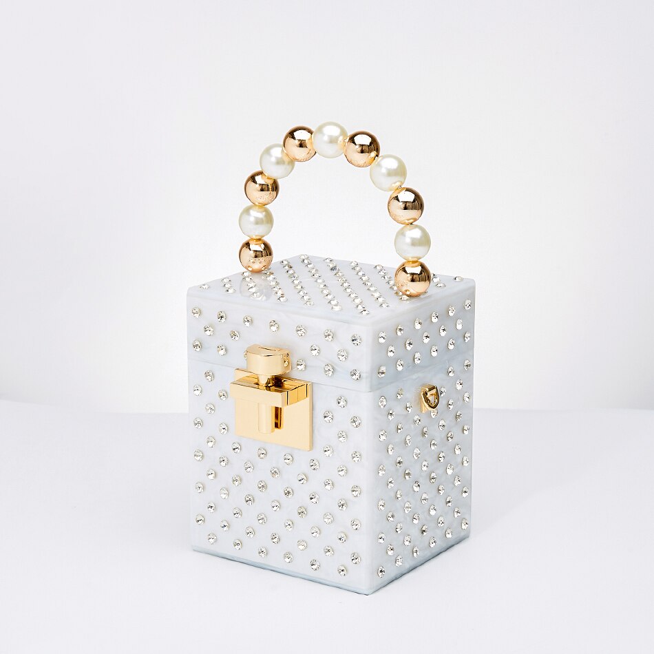 Minaudière Acrux Pervenche Paris – cristal à anse perlée – photo 6