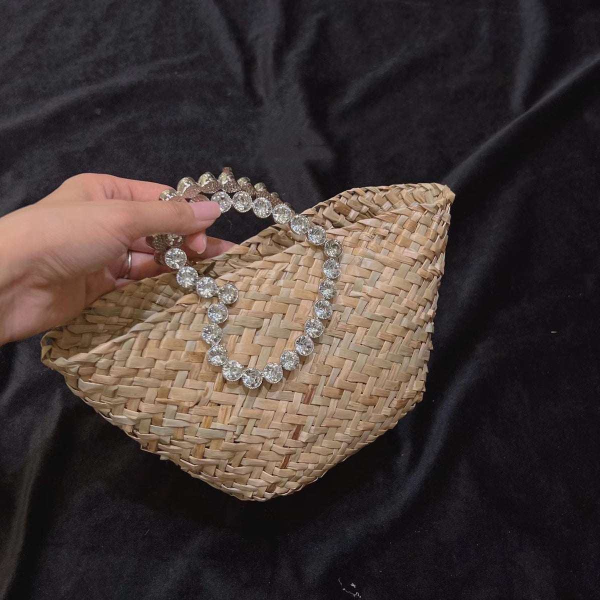 Sac Kochab Pervenche Paris – paille et anse cristaux – photo 10