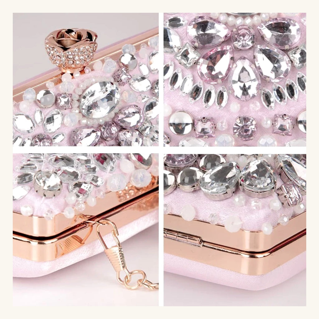 Pochette Elnath Pervenche Paris – soirée sertie de strass – photo 5