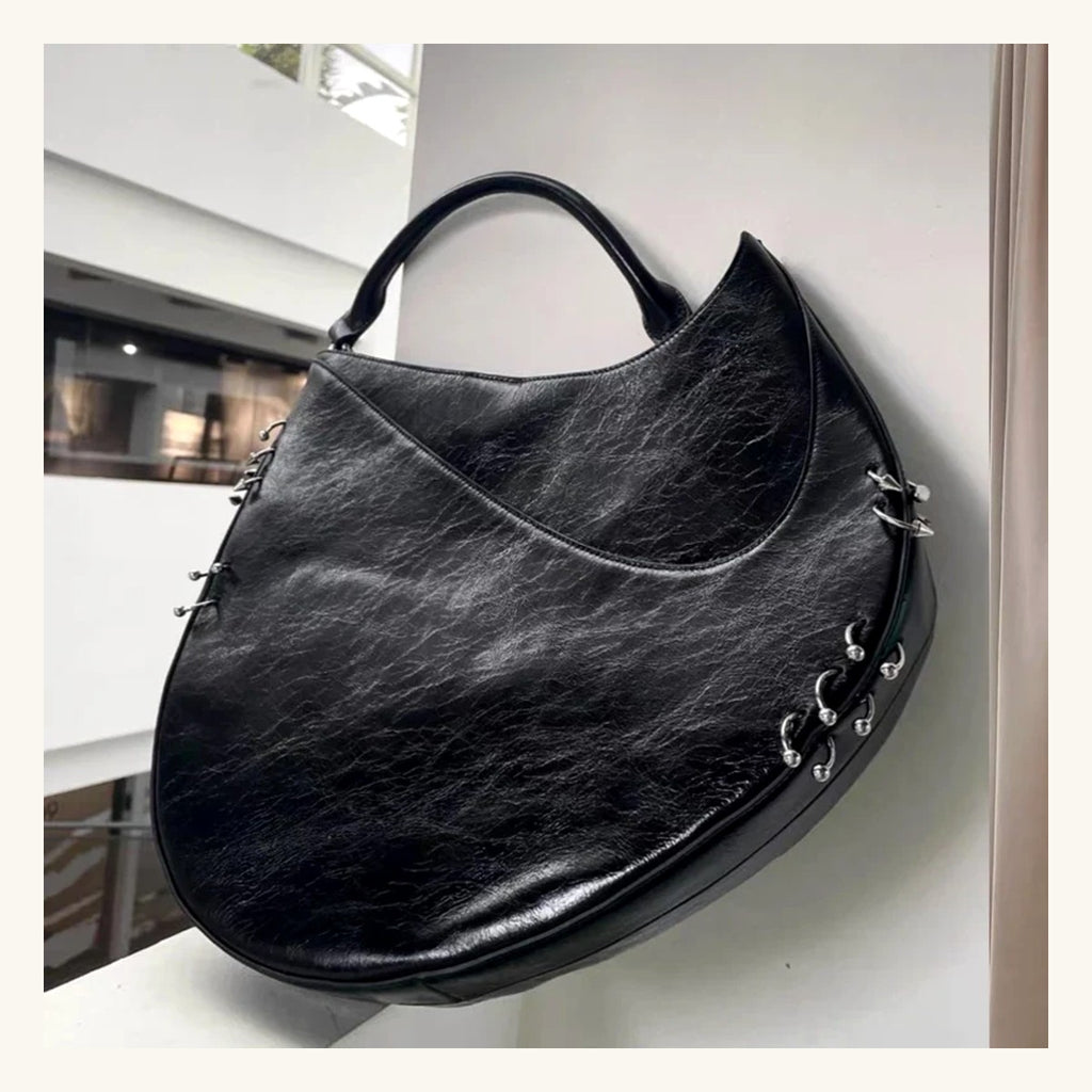 Sac demi-lune Persée Pervenche Paris – effet ciré