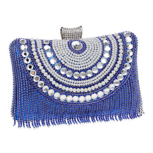 Pochette Achernar Pervenche Paris – strass et franges à chaîne – photo 9