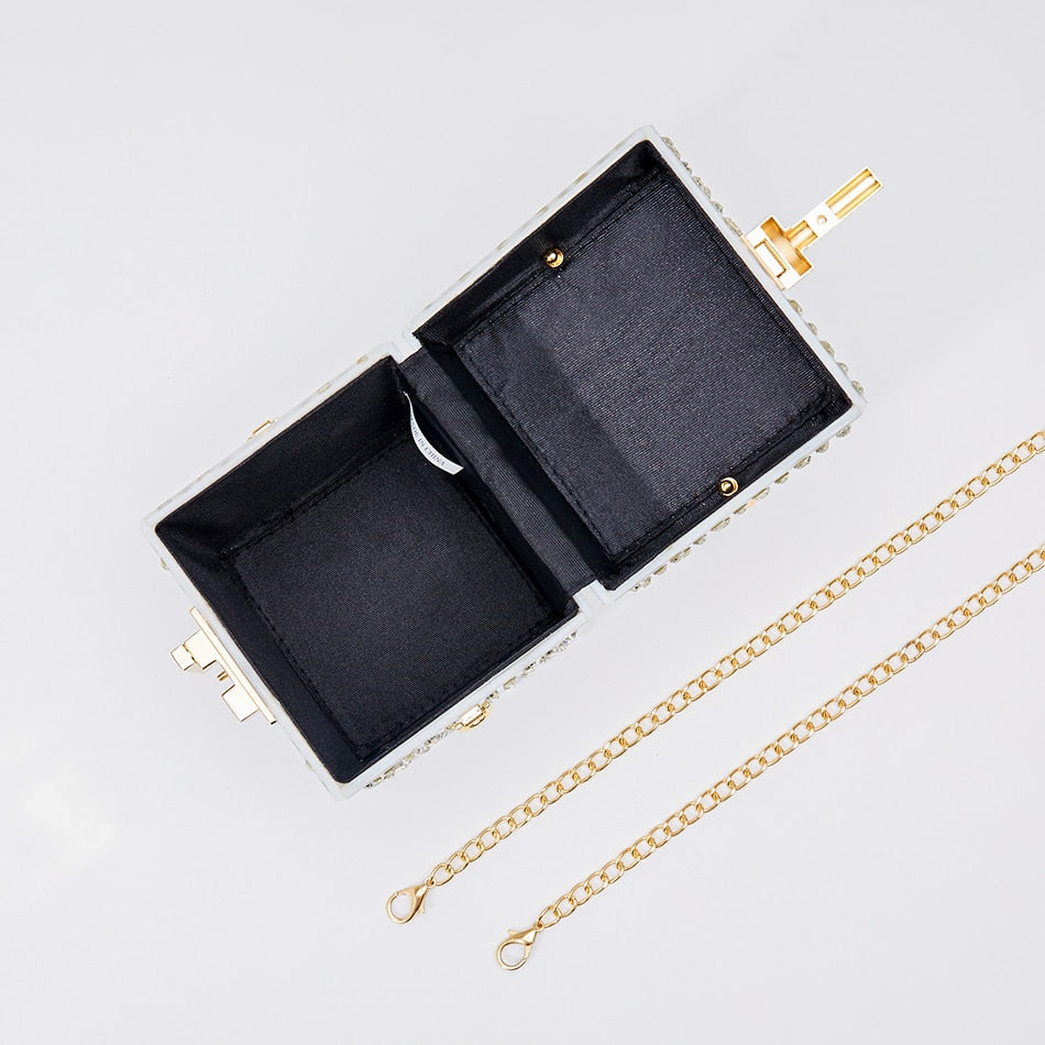 Minaudière Acrux Pervenche Paris – cristal à anse perlée – photo 4