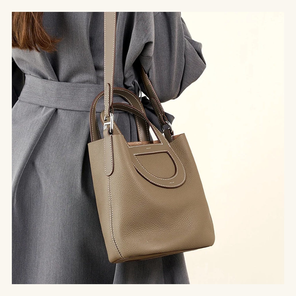 Sac panier Amazonite Pervenche Paris – cuir de vachette – photo 4