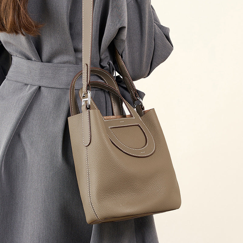 Sac panier Amazonite Pervenche Paris – cuir de vachette – photo 4