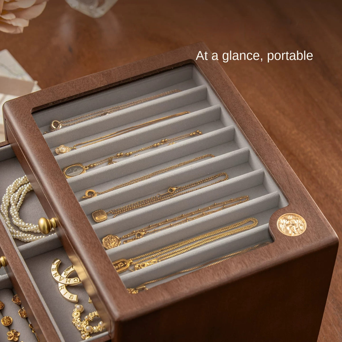 Coffret Benitoïte Pervenche Paris – bois massif à tiroirs