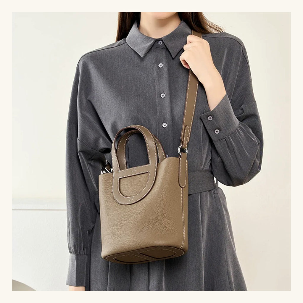 Sac panier Amazonite Pervenche Paris – cuir de vachette – photo 3
