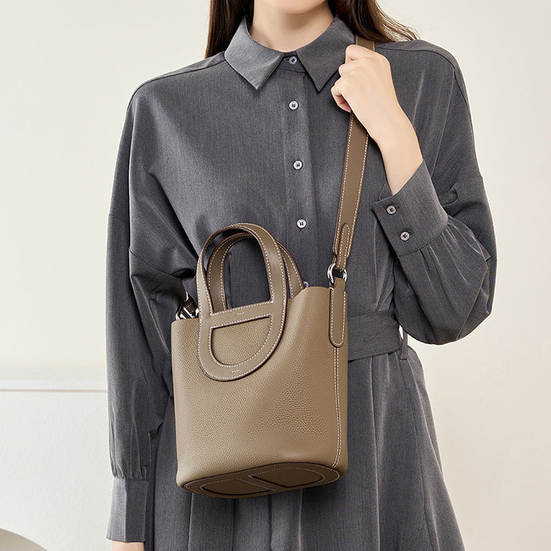Sac panier Amazonite Pervenche Paris – cuir de vachette – photo 3