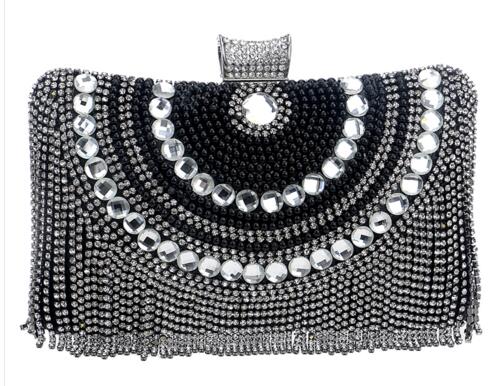 Pochette Achernar Pervenche Paris – strass et franges à chaîne – photo 8