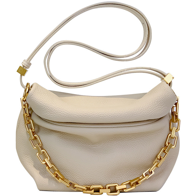 Sac nuage Astérope Pervenche Paris – cuir plissé à chaîne – photo 5