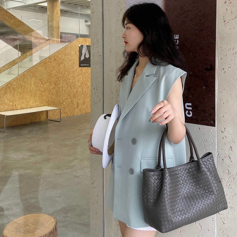Sac Albireo Pervenche Paris – tressé grand format